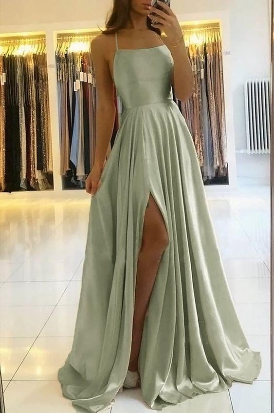 Online Sage green prom dress.