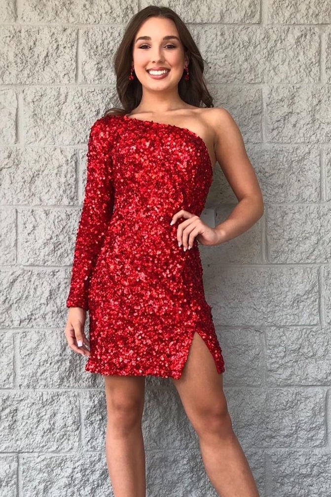 red one shoulder prom dresses 2022