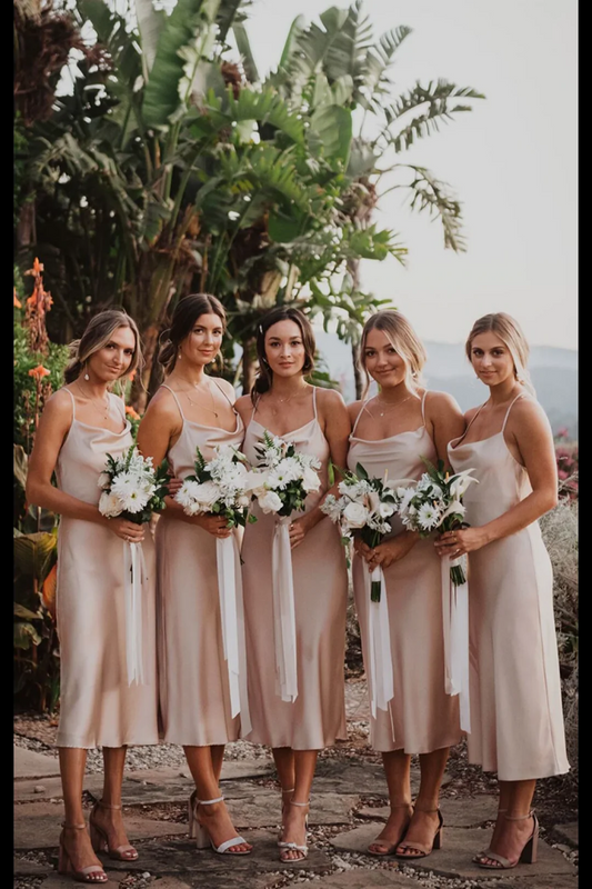 Elevate Your Bridesmaid Styles With Champagne Satin Bridesmaid Dresses