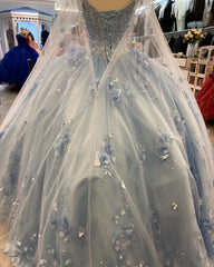 Ball Gown Light Blue Quinceanera Dresses Cheap 3D Floral vestidos de 15 años MyChicDress