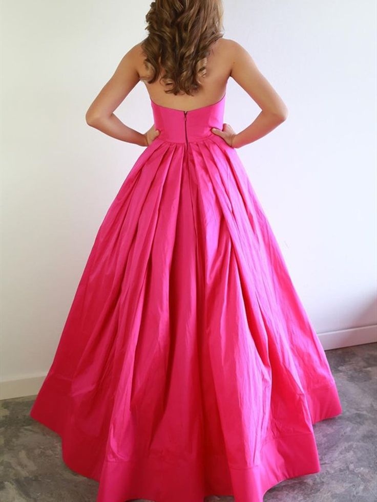 2024 Pink Formal Evening Dresses Satin Strapless Prom Dresses Long MyChicDress