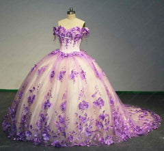 2025 New lilac Quinceanera Dress 3D Flower Ball Gowns