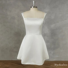 A-Line Beach Mini Wedding Dress Short Sleeveless