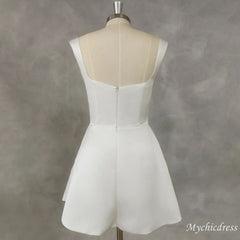 A-Line Beach Mini Wedding Dress Short Sleeveless