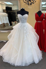 A-Line Lace Wedding Dresses For Sale Long Strapless Sweetheart