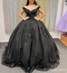 Black Quinceanera Dresses Ball Gown off shoulder Sweet 15 dress