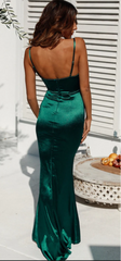 Beach Emerald Green Bridesmaid Dresses Silk Satin Wedding Guest Dress MyChicDress