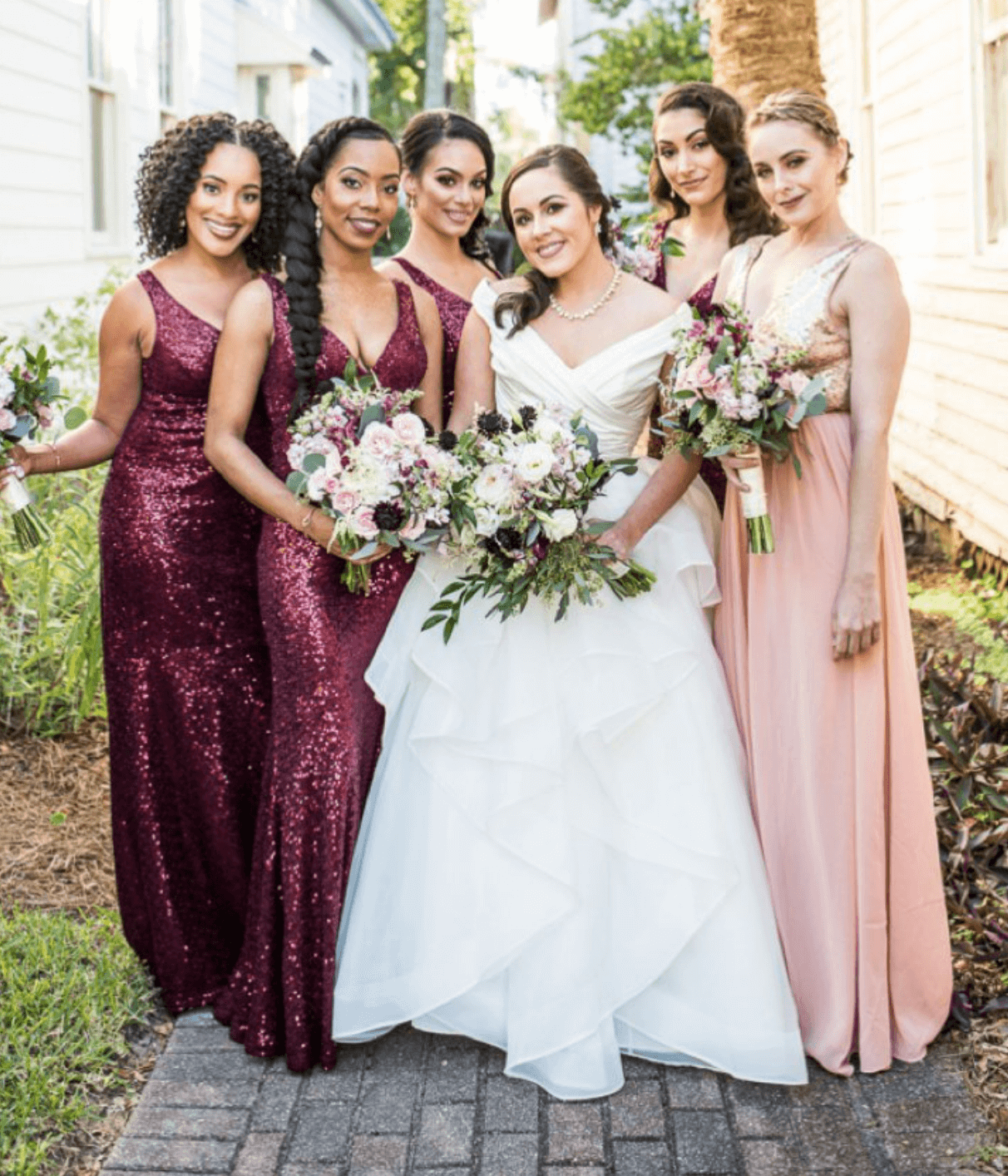 Burgundy Sequin Cheap Bridesmaid Dresses Fall V Neck Sleeveless MyChicDress