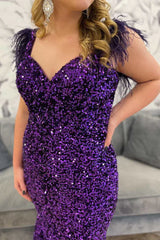  Sequin Plus Size Prom Dresses Mermaid Feather