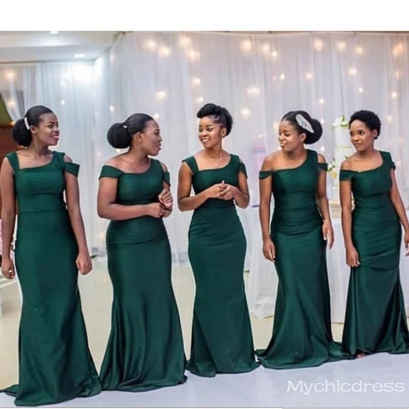 Cheap African Long Green Bridesmaid Dresses Mermaid Sleeveless MyChicDress