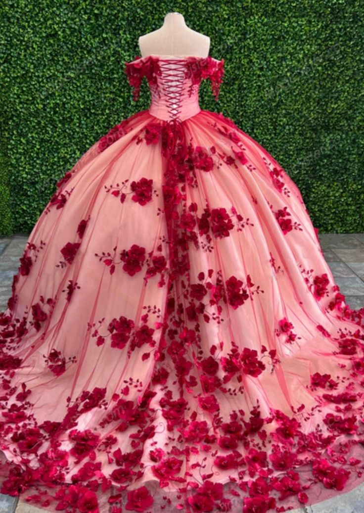 Custom Made Red Lace Quinceanera Dresses Off the Shoulder MyChicDress