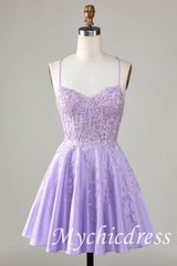 Custom Made A-Line Homecoming Dress Lilac Short Hoco Dress