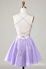 Custom Made A-Line Homecoming Dress Lilac Short Hoco Dress