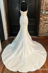 Custom Made Mermaid Long Satin Wedding Dresses Spaghetti Straps - MyChicDress