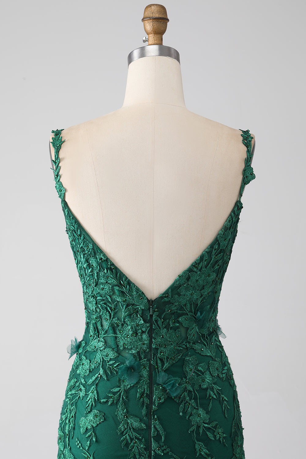 2024 Green Lace Prom Dresses Satin Mermaid V-neck Evening Dresses