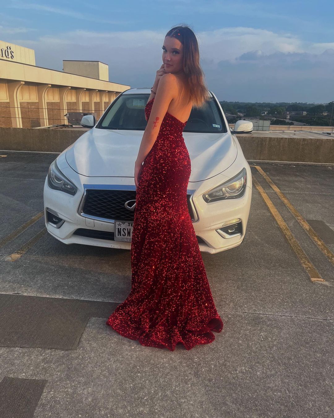 Dark Red Sequin Formal Dresses Long Mermaid Prom Dress Sweetheart with Slit