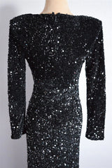 Deep V-neck Mermaid Black Sequin Prom Dresses