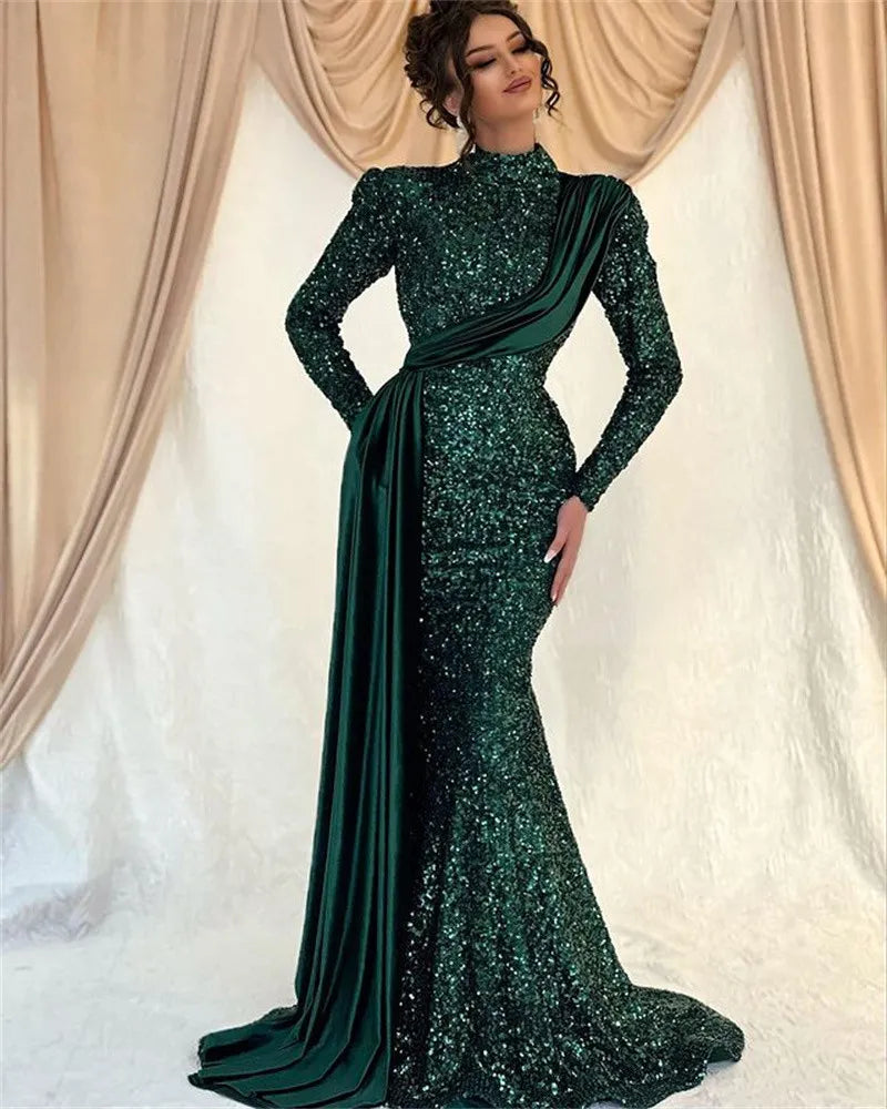 Emerald green evening gown online