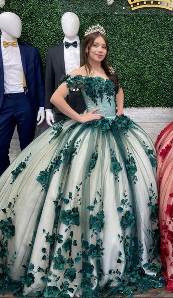 emerald green sweet sixteen dresses