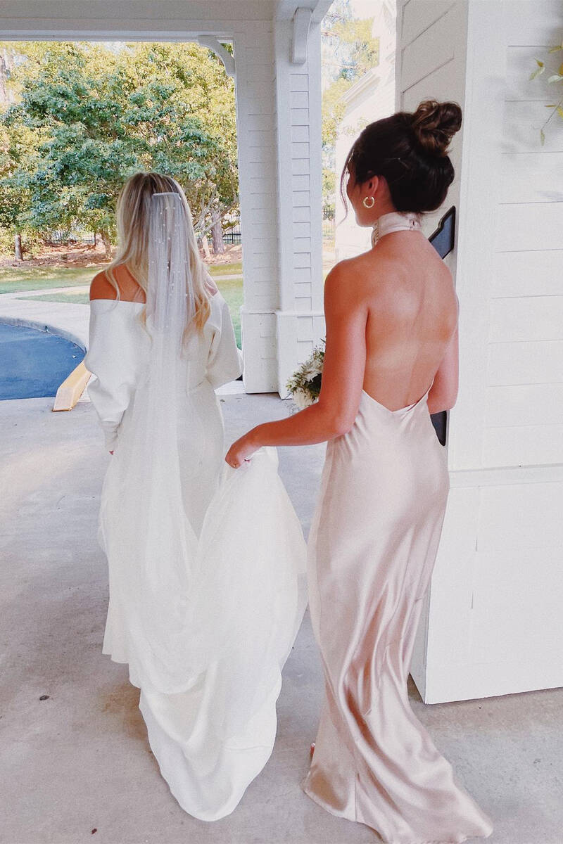 Backless bridesmaid dress best sale