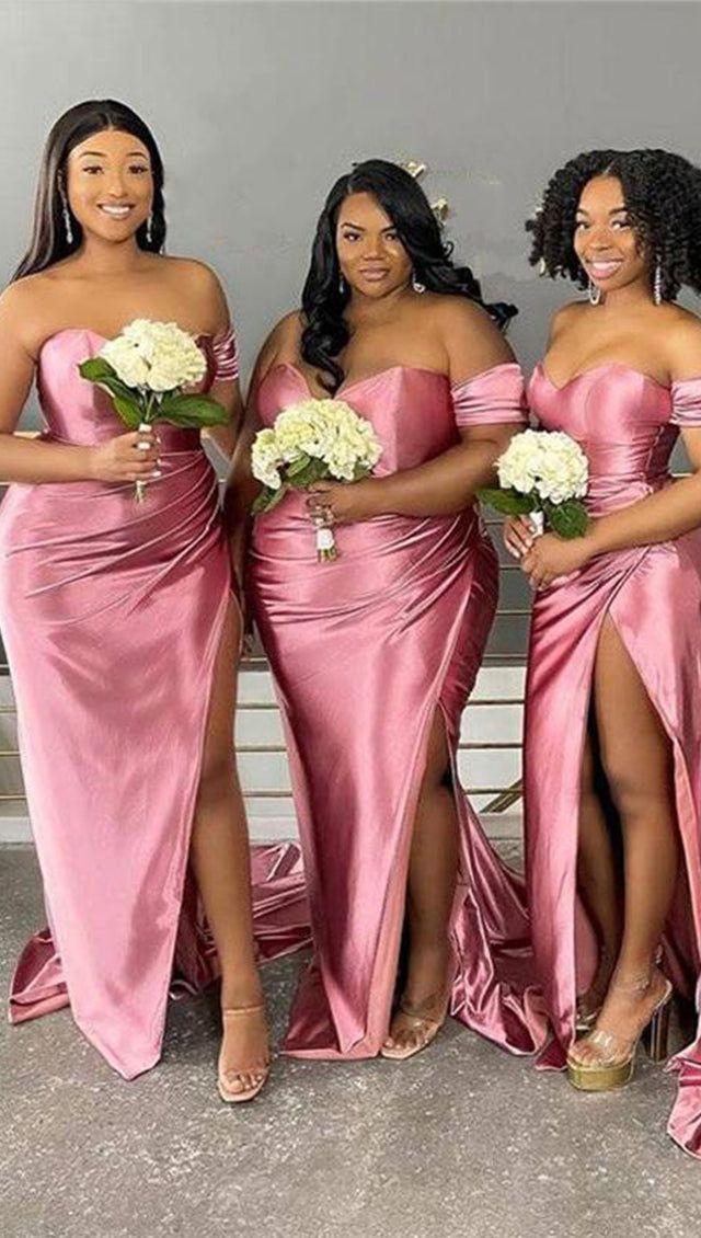 Floor Length Rose Pink Bridesmaid Dresses Off Shoulder Junior Maid of Honor Dress US0 Same As Picture