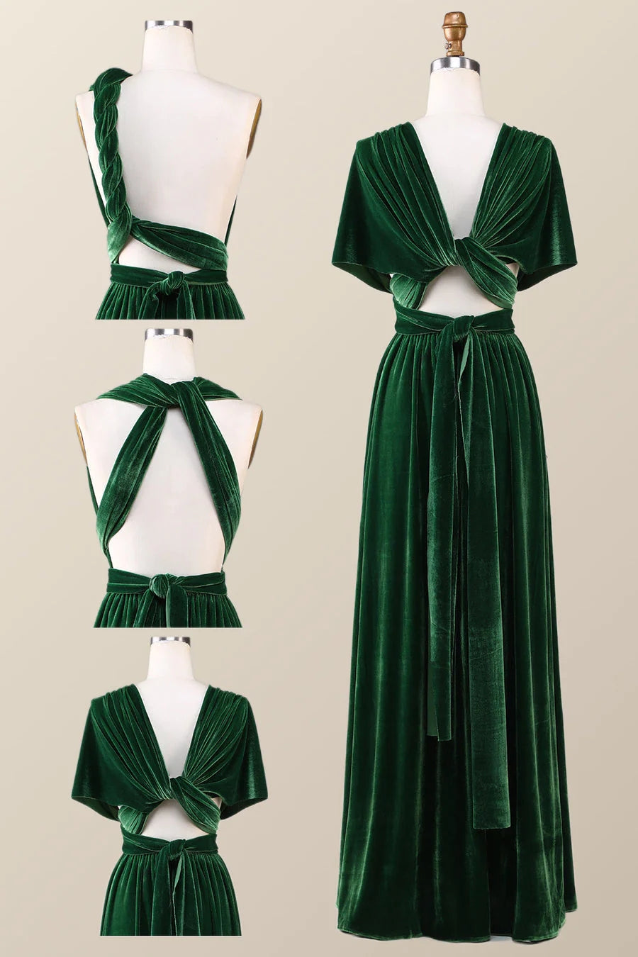 Infinity Dark Green Velvet Bridesmaid Dress Long Winter Formal Dress MyChicDress