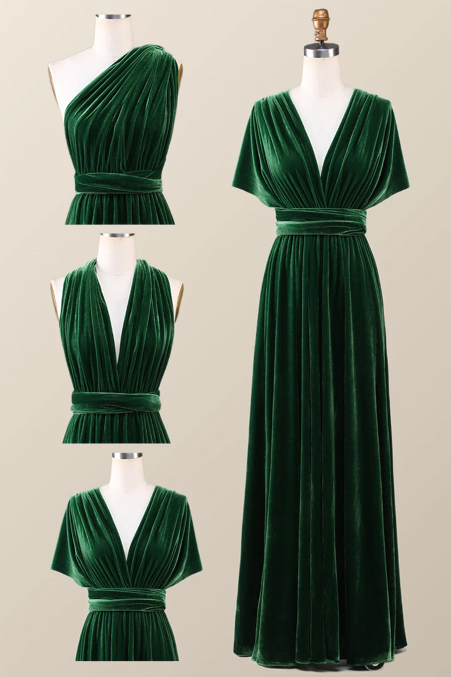 Infinity Dark Green Velvet Bridesmaid Dress Long Winter Formal Dress MyChicDress