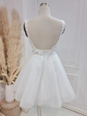 Lace A-Line Short Wedding Dress White  Sexy Sweetheart