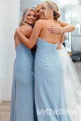 Light Blue Bridesmaid Dress for Garden Wedding Strapless