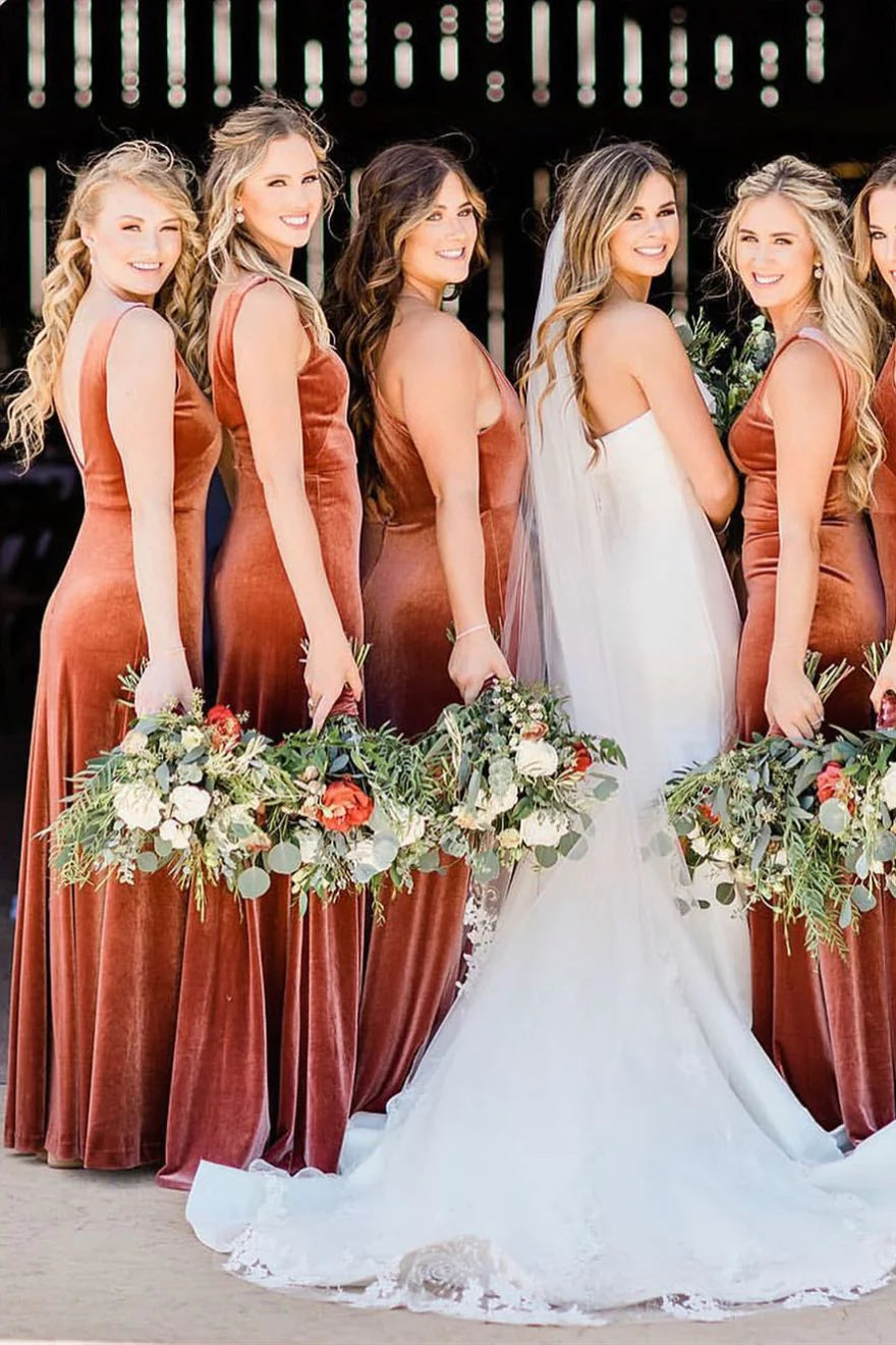 Copper orange bridesmaid dresses best sale