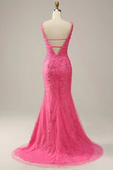 2025 Pink Lace Prom Dresses Mermaid Long Formal  Dresses V Neck