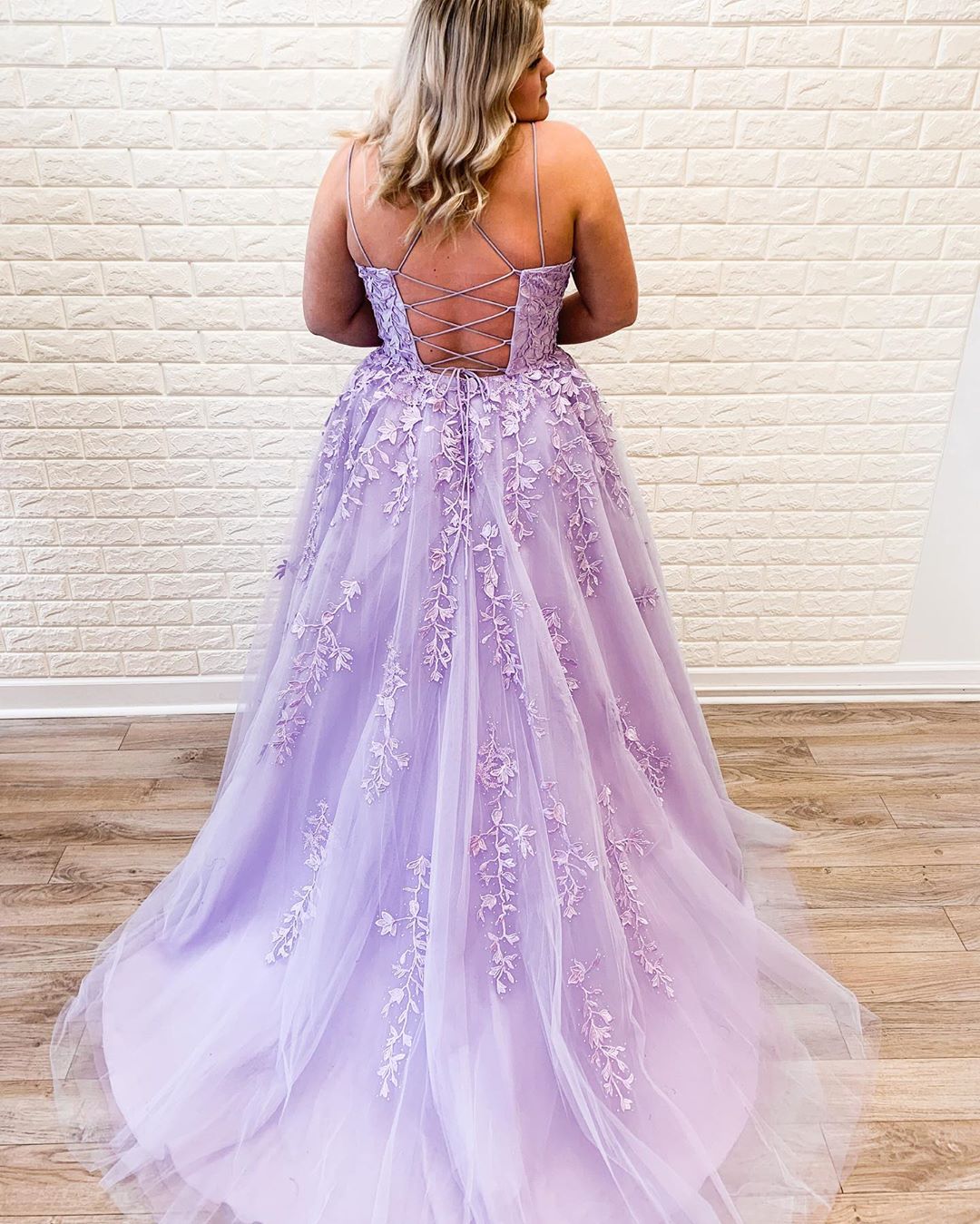 Plus Size Purple Lace Prom Dresses A Line Evening Gowns MyChicDress