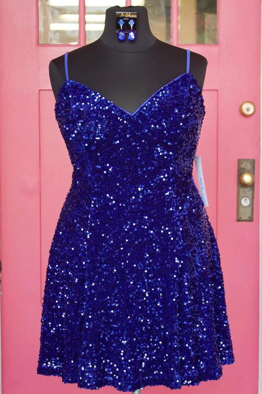 Plus Size Royal Blue Homecoming Dress A-Line Short Hoco Dress MyChicDress