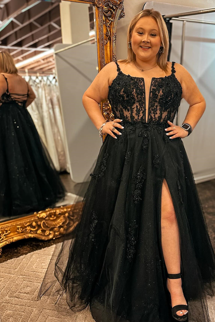 2025 Plus Size Black Prom Dresses Lace Mermaid with Split