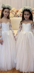 Pretty Flower Girl Dresses Lace A-line Long Sleeves Wedding Party Dress MyChicDress