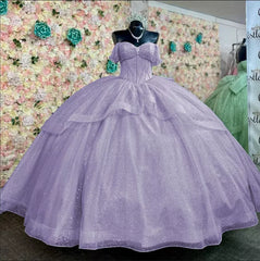 Princess Sage Green Corset Quinceanera Dress Off-Shoulder Big Bow