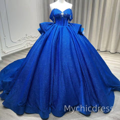 Puffy Quinceanera Dress Royal Blue Layered Sweet 16 Dresses Beaded Mychicdress