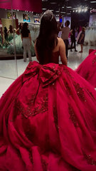 Beading Red Quinceanera Dresses Applique Lace Party Ball Sweetheart Mychicdress