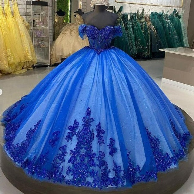 Royal Blue Quinceanera Dresses Beading Sweet 16 Party Vestido De 15 An ...