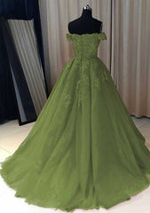 Sage Green Quinceanera Dresses Off The Shoulder Lace Beaded Evening Gowns MyChicDress