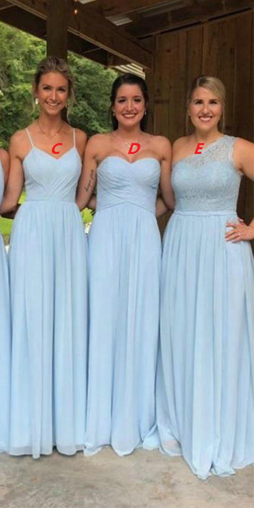 Sexy Floor length cheap Light Blue bridesmaid dresses chiffon long - MyChicDress