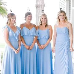 Sexy Spaghetti-Straps Sky Blue Convertible Bridesmaid Dresses - MyChicDress