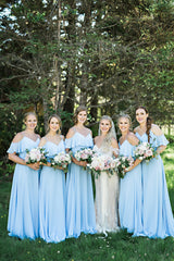 Sexy Spaghetti-Straps Sky Blue Convertible Bridesmaid Dresses