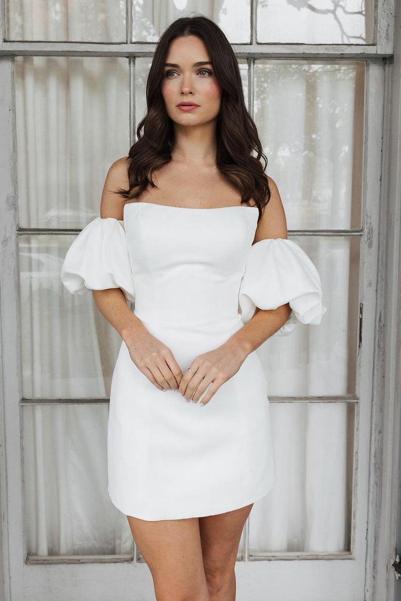 Short Satin White Wedding Dress 2024