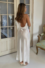 Simple Ivory Wedding Guest Dresses Tea Length Bridesmaid Dress Backless MyChicDress