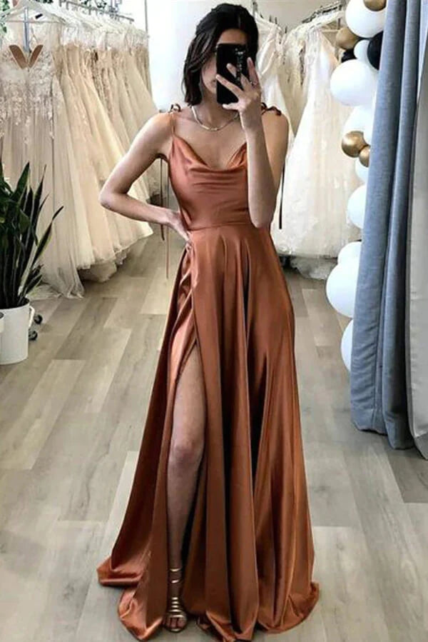 Simple Silk Satin Sage Wedding Guest Dress A Line Long Summer Maxi Dress MyChicDress