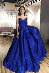 Sweetheart Shiny Sequin Prom Dresses Royal Blue A Line Evening Dress UK MyChicDress