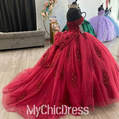 Beading Red Quinceanera Dresses Applique Lace Mychicdress