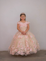 Cute Mini Burgundy Quinceanera Dresses 3D Flowers Pageant Girl Dresses - MyChicDress