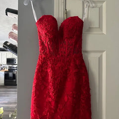 Lace Short 2025 Red Homecoming Dresses Bodycon Appliques Beading